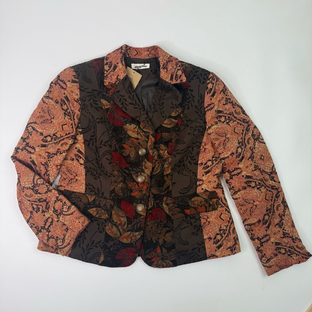 Coldwater Creek Tapestry Jacket Southwestern Boho Earthy Artsy Size 12 NWOT